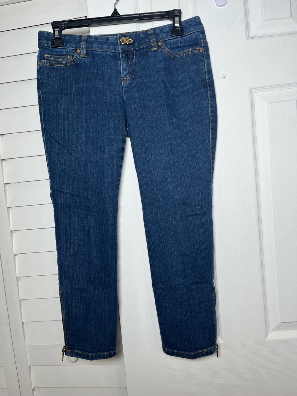Michael Kors Petite Dark Wash Jeans with Ankle Zips, Size 2P